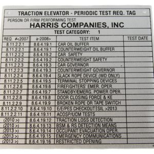 Test Tags, Category 1, 2010 Code Complaint, Personalized w/ Harris Companies Inc.,Pick Electric Category 1 (1 yr)