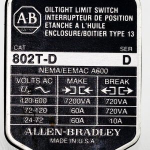 A-B Cover & Gasket for 802T-A Limit Switch Gasket #F-16915/Nameplate #X-172380/Cover X-183054