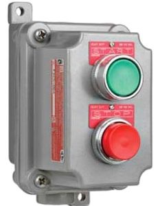 Assembly Momentary Contact Double Pushbutton Consists of: 1 - FXB-2 Box 3/4" Dead - End; 1 - FXCS-0B4 Cover with Device 1-N.O. & 1-N.C. Green/Red, Start/Stop