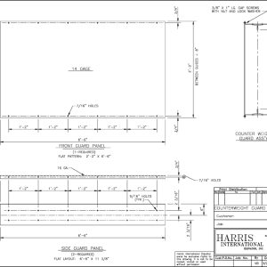 Counterweight Guard Per Drawing C-1188.1(20) 15 lb. rail clips(20) 5/8" x 1-34/" bolts(20) 5/8" nuts(20) 5/8" lock washers(20) 5/8" flat washers(12) 3/8" x 3/4" bolts(12) serrated flange nuts