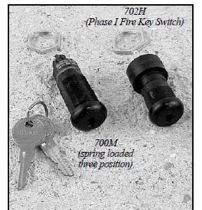 CJA Fire Service Key Sw. Car 702C Three Position Key Switch,  Key Removable 9-12 positions, non removable in on position 3.
