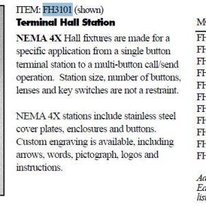 CJA Hall Station Nema 4X Lighted Call Button - 24V blue LED. FH3101-24